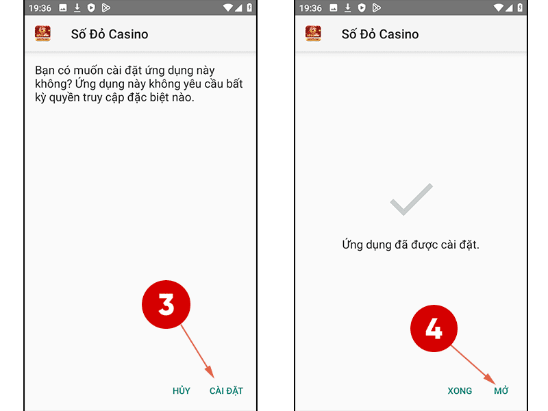 Bước 3 và Bước 4 hướng dẫn tải app Sodo66 trên điện thoại Android